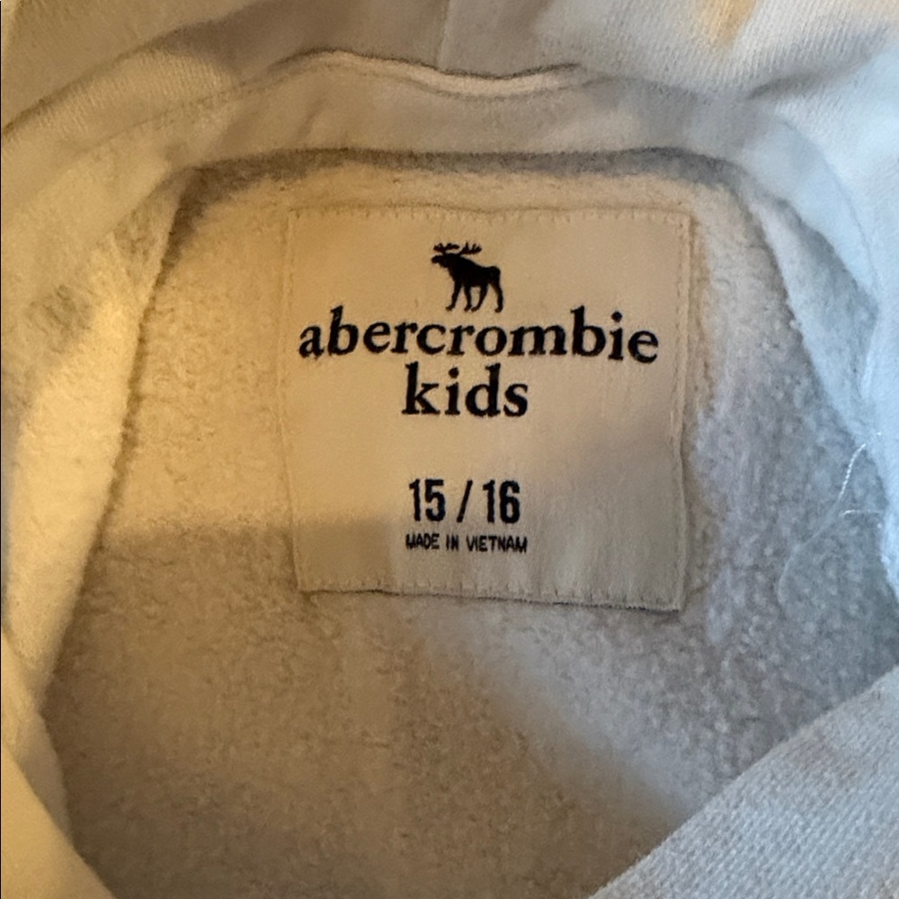 Abercrombie & Fitch White Hoodie with Red Logo and Blue Text - Picture 2 of 4